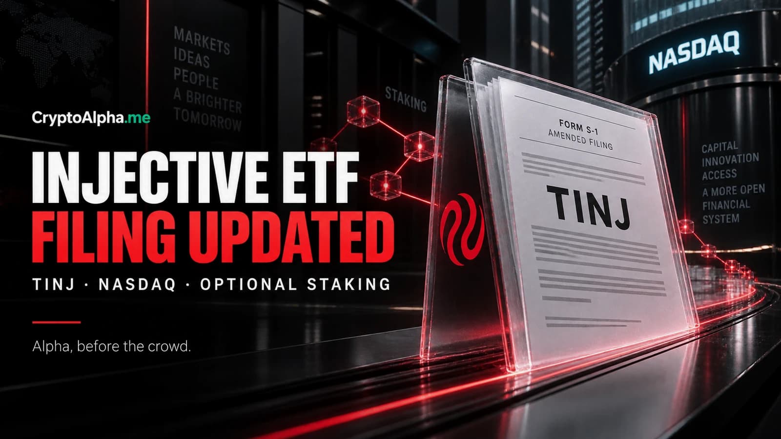 21Shares updates its Injective ETF filing: TINJ, Nasdaq and staking