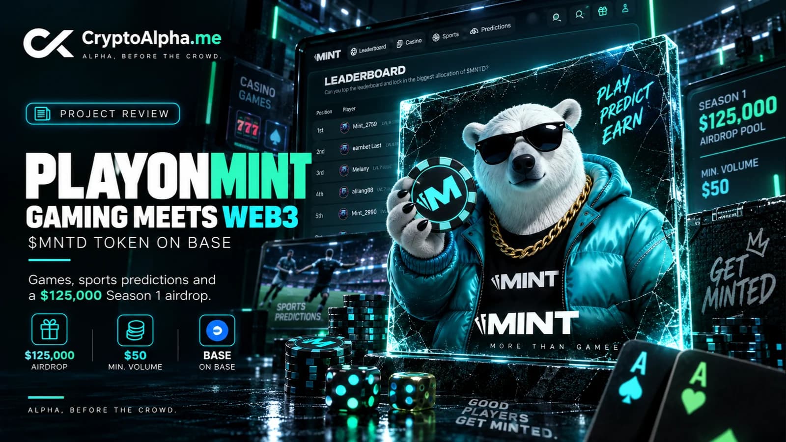 Playonmint (MINT): $MNTD token on Base, Season 1 airdrop terms, and what remains unannounced