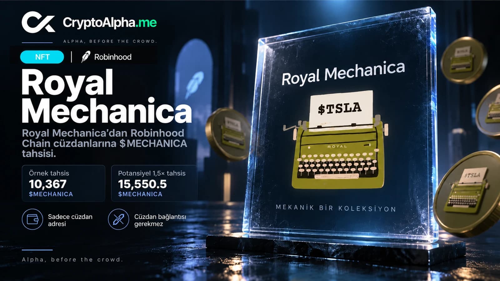 Royal Mechanica airdrop: cüzdan adresiyle kontrol ve 1,5× tahsis