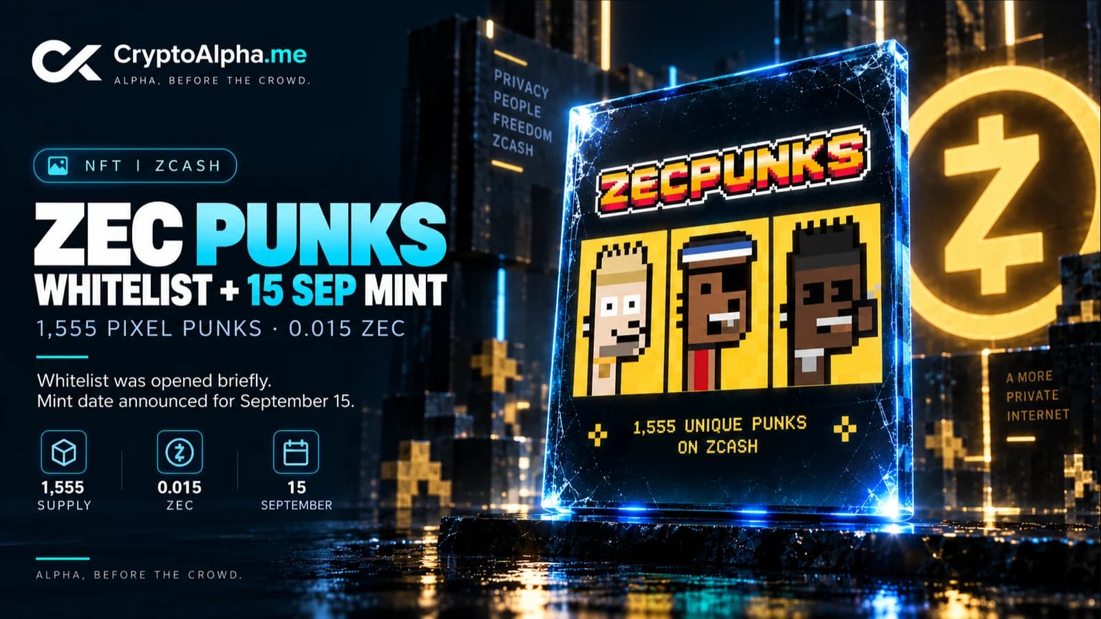 Zec Punks whitelist application and the September 15 mint announcement