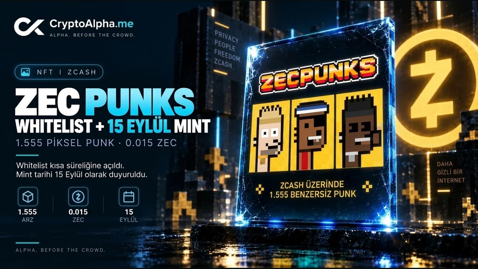 Zec Punks whitelist başvurusu ve 15 Eylül mint duyurusu