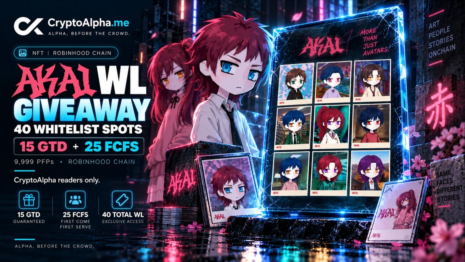 AKAI mint schedule and CryptoAlpha WL giveaway: 15 GTD, 25 FCFS