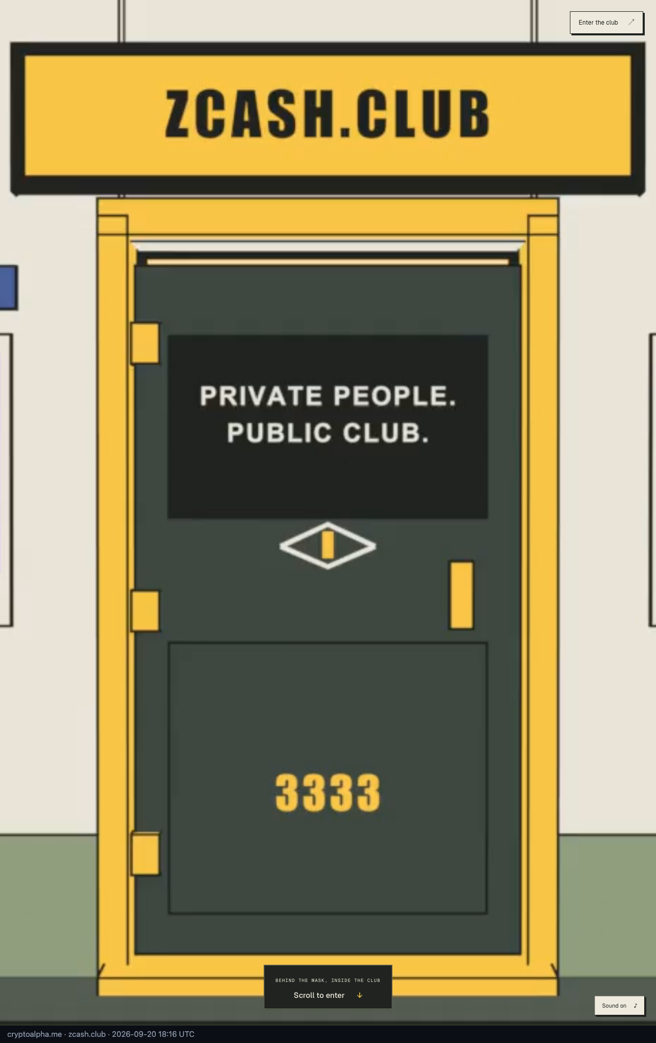 Screenshot of https://zcash.club/