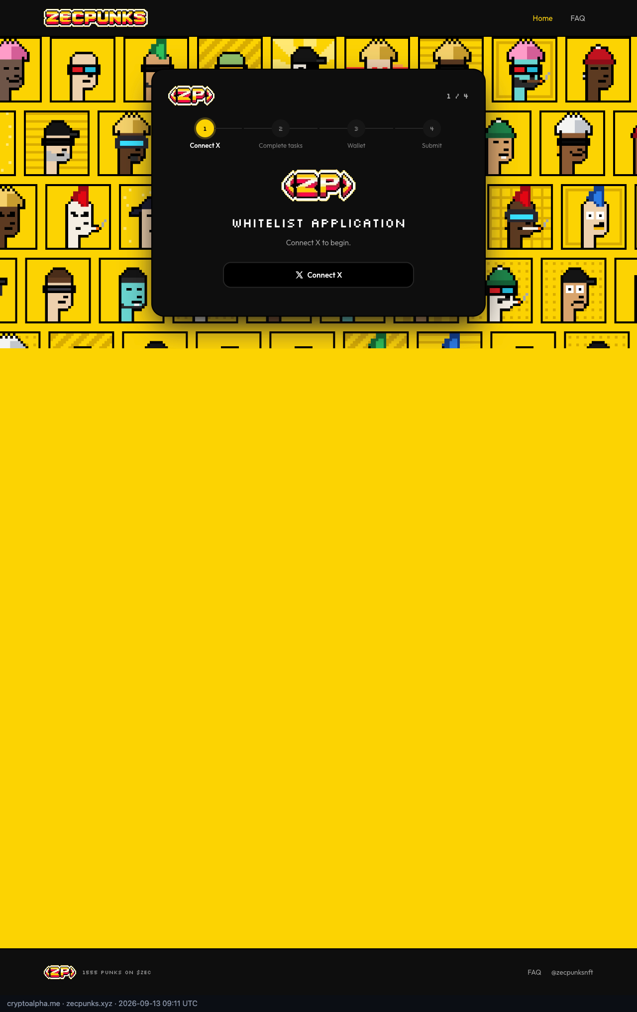 Screenshot of https://www.zecpunks.xyz